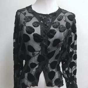 Vintage Phaedra made in France silk cut velvet sheer dressy evening top XS